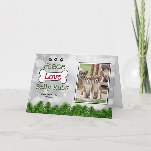 Cartões de Cachorro Feliz de Natal - Paz, Besteira (Frente)