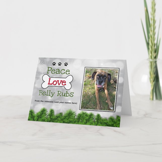 Cartões de Cachorro Feliz de Natal - Paz, Besteira (Frente)