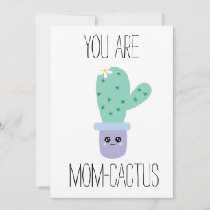 Cartões De Cactus Funny Kawaii Dia de as mães