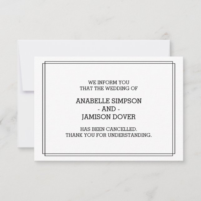 Cartões de Cancelamento de Anúncio de Casamento (Frente)