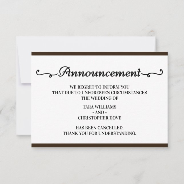 Cartões de Cancelamento de Anúncio de Casamento (Frente)