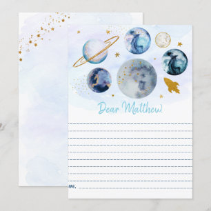 Cartões de Cápsula do Tempo Espaço Azul Dourado Ga