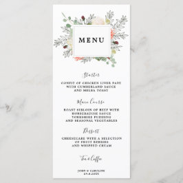 cartões de cardápio botânico floral