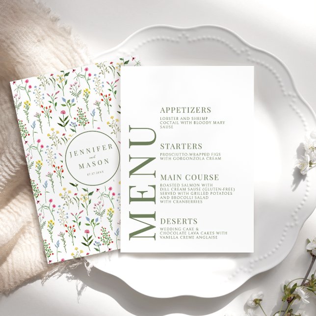 Cartões de cardápio de flor silvestre colorida (Criador carregado)