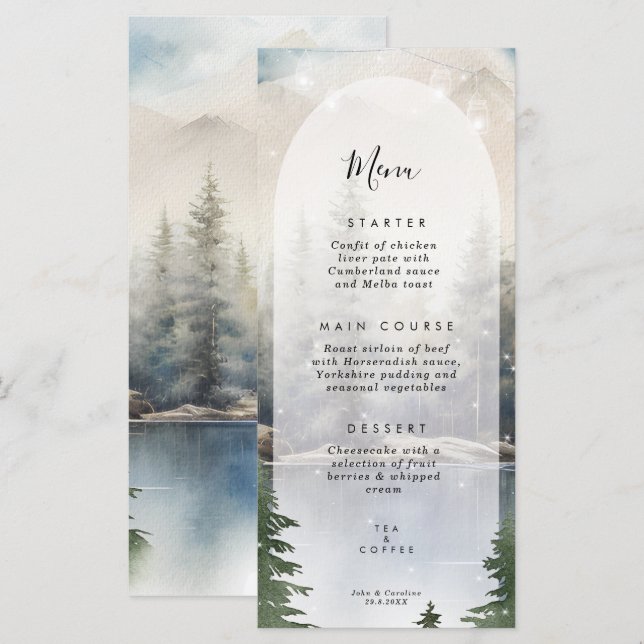 cartões de cardápio de montanha russa de inverno (Frente/Verso)