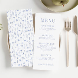 Cartões de cardápio de vitrine azul-claro