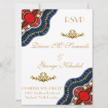 Cartões de casamento africanos étnicos de renda Da