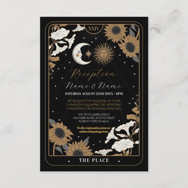 Cartões de Casamento Alinhados com Tarot Sun Moon (Frente)