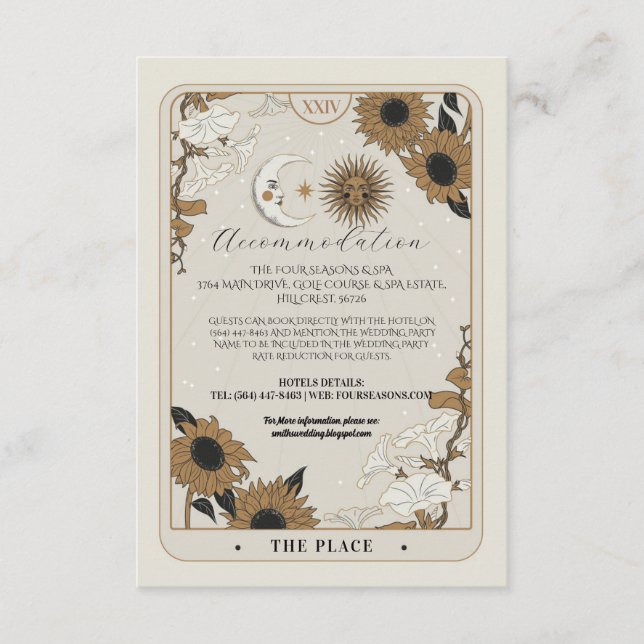 Cartões de Casamento Alinhados com Tarot Sun Moon (Frente)