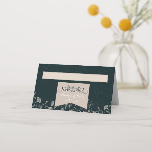 Cartões de Casamento da Biblioteca Chic Black Tan (Frente)