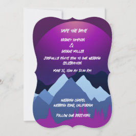 cartões de casamento da paisagem da lua roxa moder