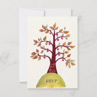 Cartões de Casamento de Árvore Cardíaca de outono/