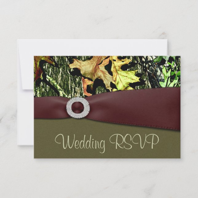 Cartões de Casamento de Camo RSVP (Frente)