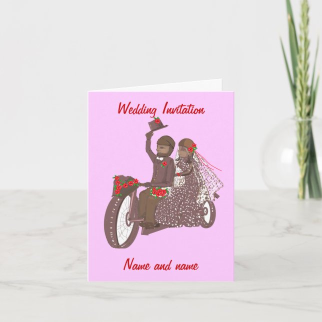 Cartões de Casamento de Motocicletas ou Motociclis (Frente)