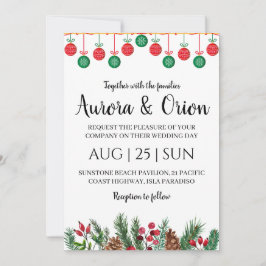 cartões de casamento de natal com tipografia elega