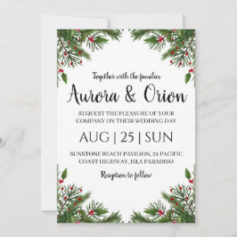 cartões de casamento de natal com tipografia elega