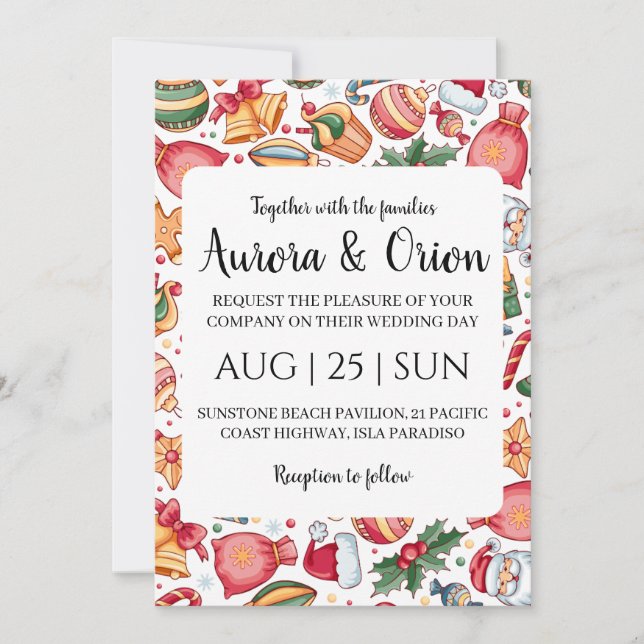 cartões de casamento de natal com tipografia elega (Frente)