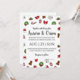 cartões de casamento de natal com tipografia elega