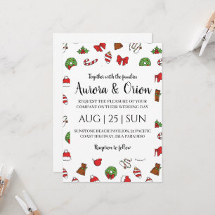 cartões de casamento de natal com tipografia elega