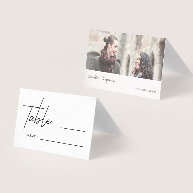 Cartões de Casamento de Script Minimalista - Elegâ ( Minimalist Script Wedding Table Number Place Card)