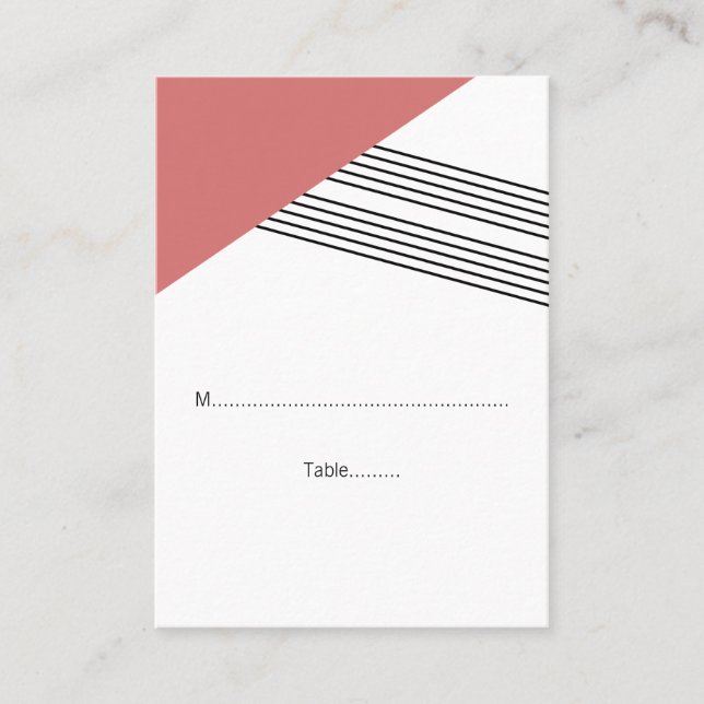Cartões de Casamento de Stripe Geométrica Vermelha (Frente)
