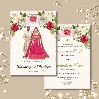 Cartões de casamento do Punjabi