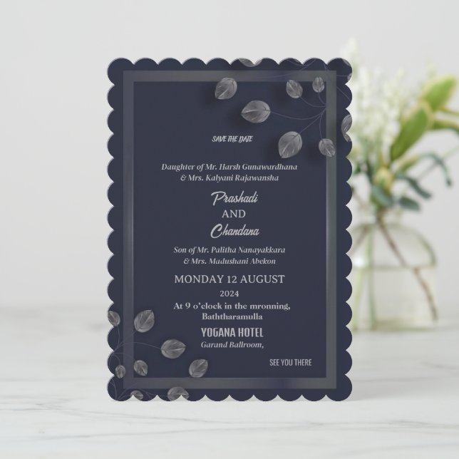 Cartões de casamento elegantes (Em pé/Frente)