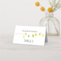 Cartões de Casamento Floral Amarelo Minimalista