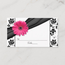 Cartões de Casamento Floral Branco-Preto-Rosa-Rosa