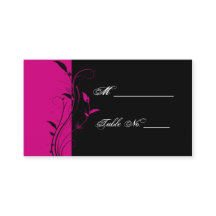 Cartões de Casamento Floral Negro e Fuchsia