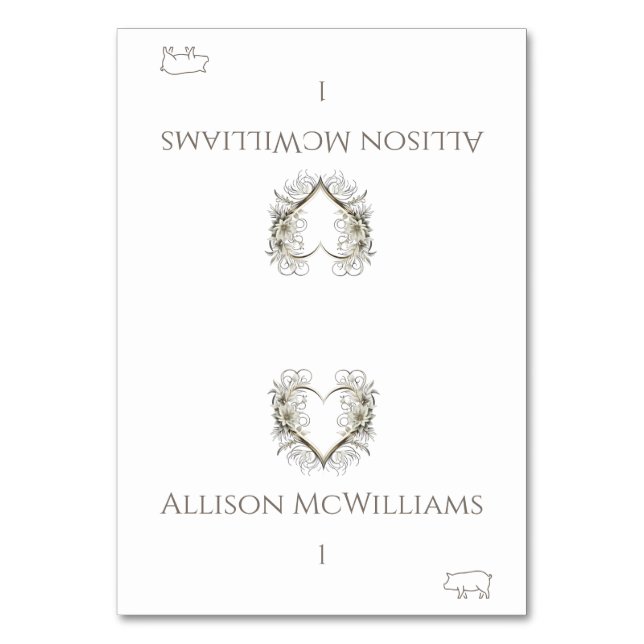 Cartões de Casamento-Flores de Ícone de Porco com  (Frente)