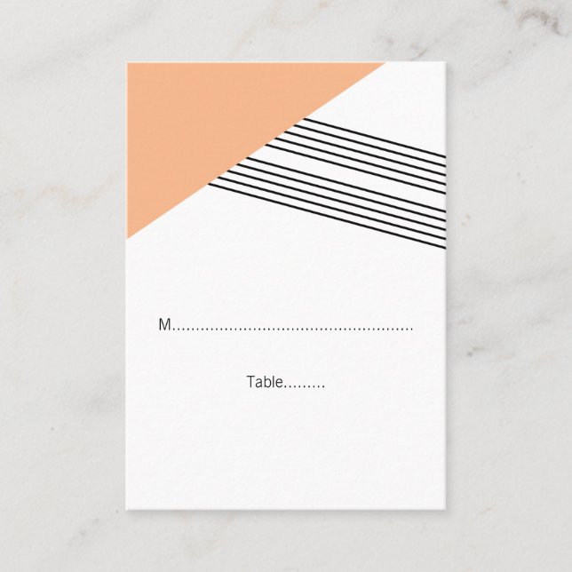 Cartões de Casamento Geométrico de Stripe Laranja (Frente)