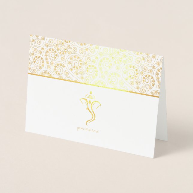 Cartões De Casamento Indianos De Gold Foil Ganesh (Frente)