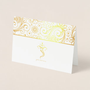 Cartões De Casamento Indianos De Gold Foil Ganesh