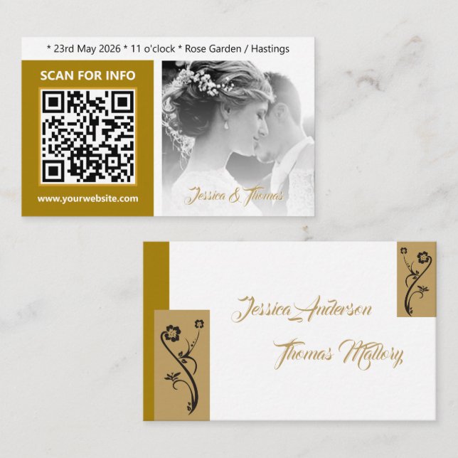 Cartões de Casamento Modernos, Código QR, Foto, Ou (Frente/Verso)
