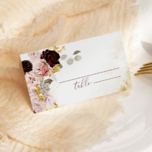 Cartões de casamento outono de ouro borgonha