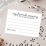 Cartões de Casamento para Noivos de Noiva de Memór<br><div class="desc">Estes elegantes Meus cartões de memória favoritos serão a adição perfeita à sua recepção de casamento ou noiva/chá de casamento. Este design apresenta uma combinação de escrita manual e fontes de bloqueio em preto. Há espaço disponível para os hóspedes deixarem sua memória mais apreciada da noiva e do noivo, e...</div>