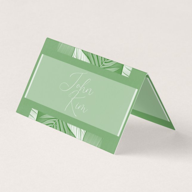 Cartões de Casamento Personalizados Verde Tropical (Frente)