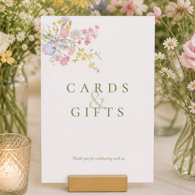 Cartões de Casamento Presentes Sinais de Mesa de F (Wildflowers Favors Wedding Tabletop Sign)