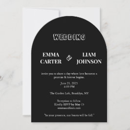Cartões de Casamento Preto e Branco Atemporais