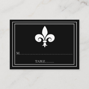 Cartões de Casamento Preto Fleur de Lis