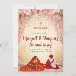 Cartões de Casamento Punjabi Convites Anand Karaj