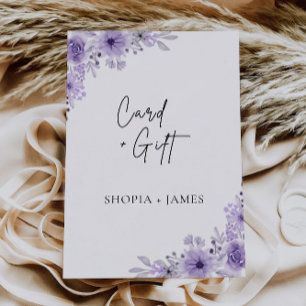 Cartões de Casamento Roxo e Sinal de Presente
