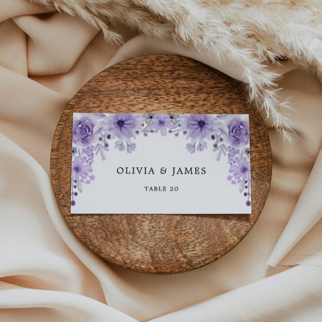 Cartões de Casamento Roxo Modelo (Purple Wedding Place Cards Template)