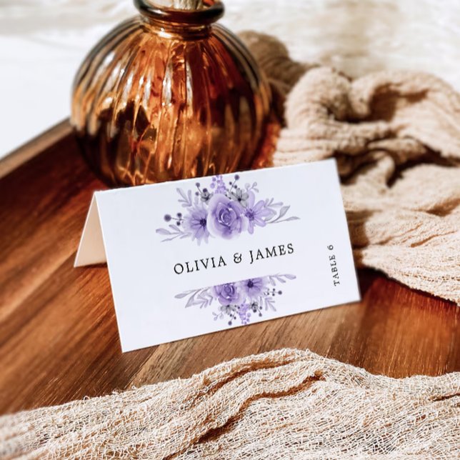 Cartões de Casamento Roxo Modelo (Purple Wedding Place Cards Template)