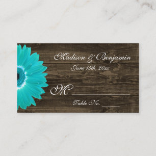 Cartões de Casamento Rustic Teal Gerber Daisy