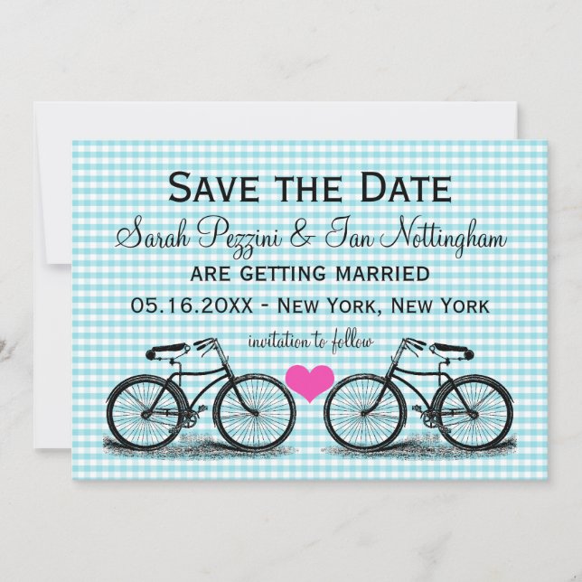 Cartões de casamento Save the Date de bicicleta vi (Frente)