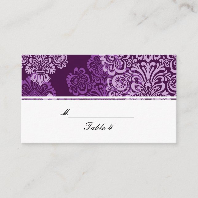 Cartões de Casamento tema damasco para beringelas (Frente)