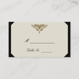 Cartões de Casamento tema damasco preto-e-marfim D