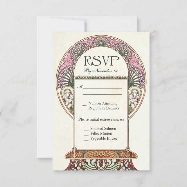 Cartões de Casamento Vintage RSVP I (Frente)